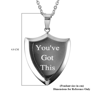 Personalised Stainless steel Mens sheild pendant , 24" chain