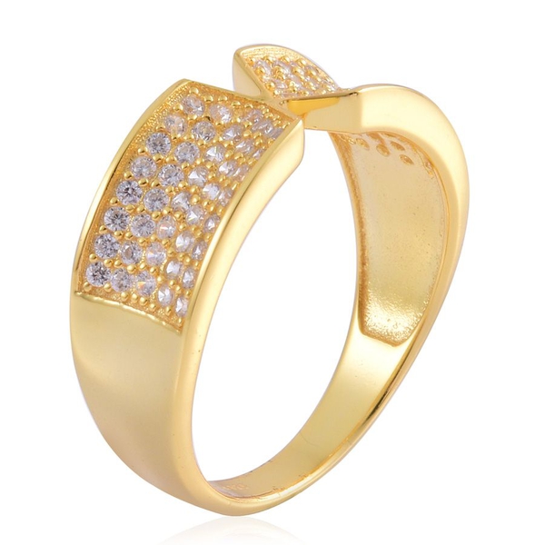 AAA Simulated White Diamond Ring in 14K Yellow Gold Overlay Sterling Silver