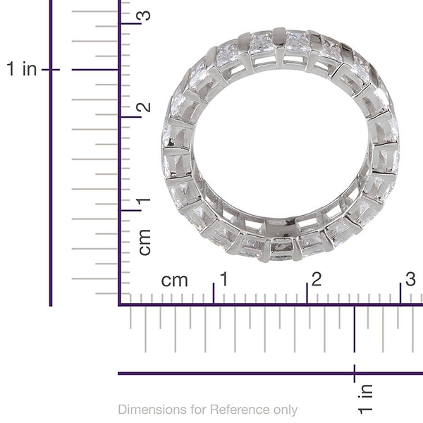 Lustro Stella - Platinum Overlay Sterling Silver (Bgt) Full Eternity Ring Made with Finest CZ