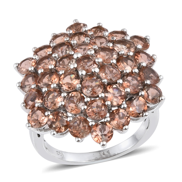 Jenipapo Andalusite (Rnd) Cluster Ring in Platinum Overlay Sterling Silver 6.500 Ct.