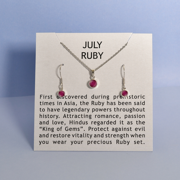 2 Piece Set - African Ruby (FF) Pendant & Hook Earrings in Platinum Overlay Sterling Silver With Stainless Steel Chain ( Size 20)  2.98 Ct.