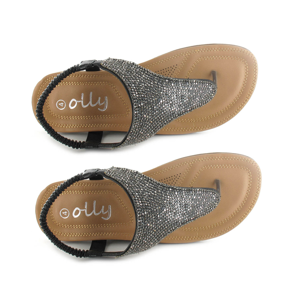 OLLY Samba Toe Post Comfort Sandal (Size 6) - Black
