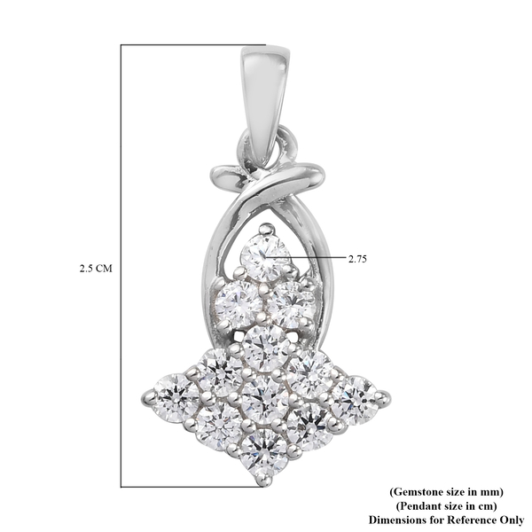 Lustro Stella Platinum Overlay Sterling Silver Pendant Made with Finest CZ 1.89 Ct
