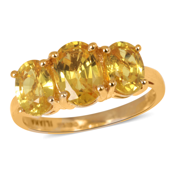 ILIANA 18K Y Gold AAA Yellow Sapphire (Ovl 1.75 Ct) 3 Stone Ring 3.750 Ct.