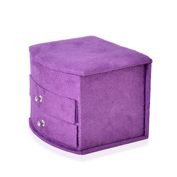 Purple Colour 3 Layer Velvet Jewellery Box with Mirror Inside and 2 Removable Drawers (Size 14.5x12x10.5 Cm)