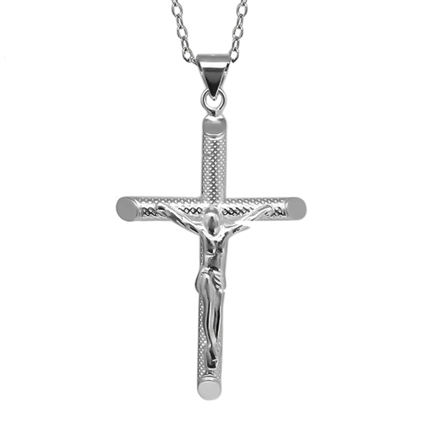 NY Close Out Deal - Crucifix Pendant with Chain ( Size 18) in Sterling Silver
