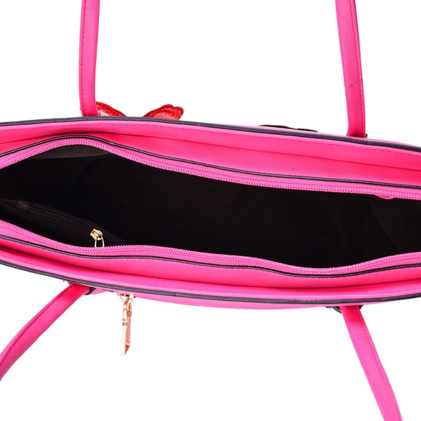 3D Floral Pattern Pink Colour Tote Bag (Size 38x28x8 Cm)