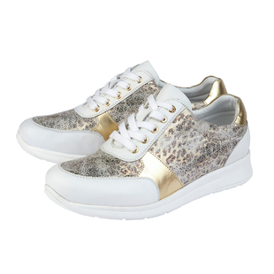 Lotus White & Leopard-Print Leather Florence Lace-Up Trainers