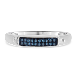Blue Diamond Ring in Platinum Overlay Sterling Silver 0.10 Ct.