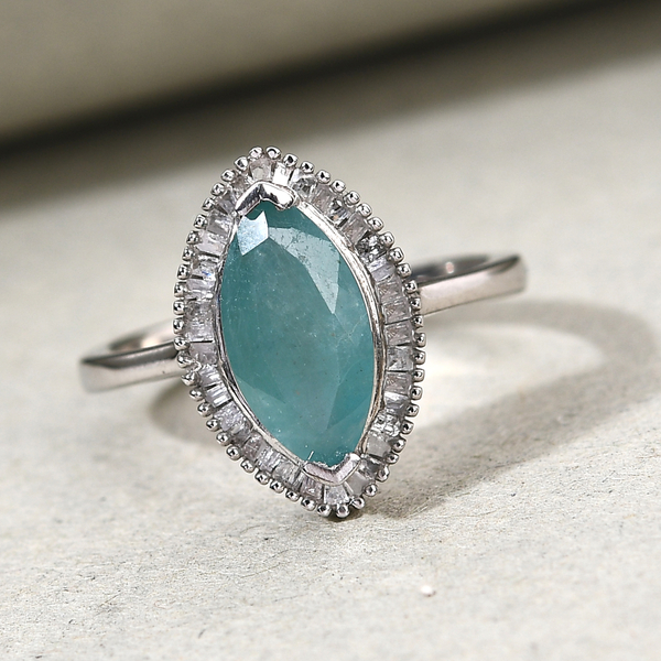 Grandidierite and Diamond Ring in Platinum Overlay Sterling Silver 2.00 Ct.