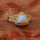Ethiopian Welo Opal and Natural Cambodian Zircon Ring in Yellow Gold Overlay Sterling Silver 2.15 Ct.