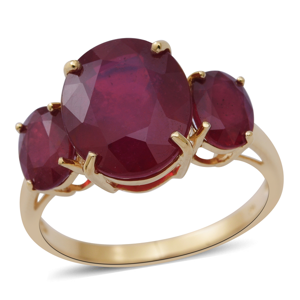 9 Carat AA African Ruby Rare Trilogy Ring in 9K Gold
