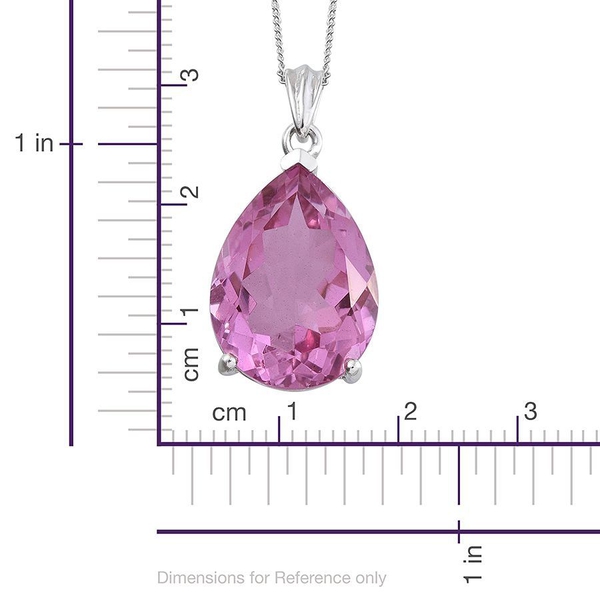 Kunzite Colour Quartz (Pear) Pendant With Chain in Platinum Overlay Sterling Silver 17.250 Ct.