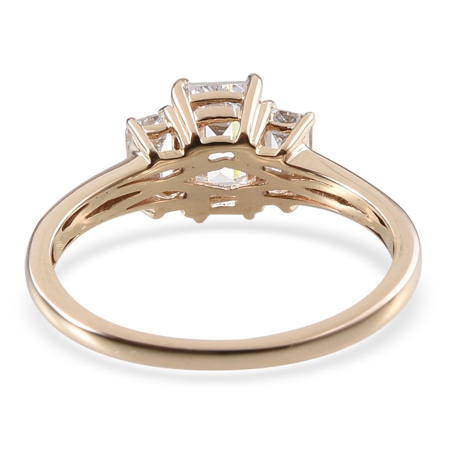 9K Y Gold (Oct) 3 Stone Ring Made with Finest CZ 1.560 Ct.