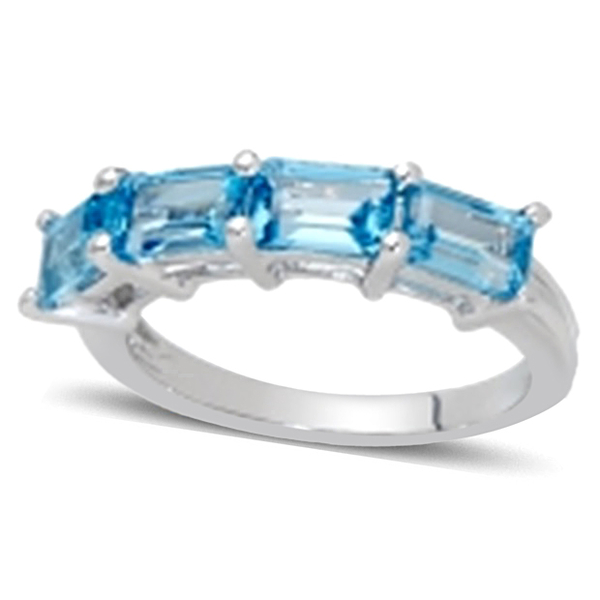 Swiss Blue Topaz (Oct) Half Eternity Ring in Sterling Silver 2.750 Ct.