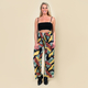 TAMSY One Size Leaf Pattern Trousers - Black and Multi