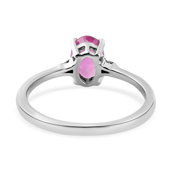 Premium Iliakaka Hot Pink Sapphire and Diamond Ring in Platinum Overlay Sterling Silver 1.12 Ct.