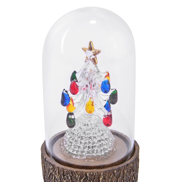 Home Decor - LED Light Multi Colour Christmas Tree with Glass Cover (Size 15X8.7X8.7 Cm)