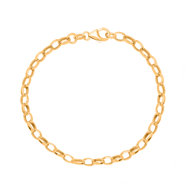 9K Yellow Gold Oval Belcher Bracelet (Size 7.5) with Lobster Clasp