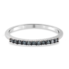 Blue Diamond Half Eternity Ring (Size R) in Sterling Silver