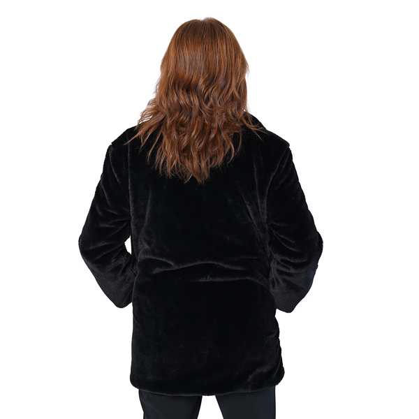 TAMSY Faux Fur Coat (Size L,16-18) - Black