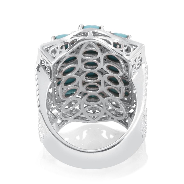 Turquoise (Ovl) Ring in Platinum Overlay Sterling Silver 7.250 Ct.