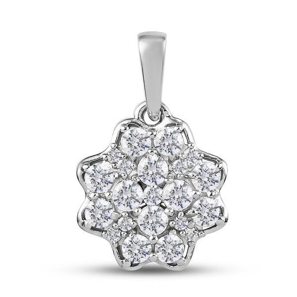 Lustro Stella Platinum Overlay Sterling Silver Cluster Pendant Made with Finest CZ 2.48 Ct.