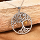 Rose Gold, Yellow Gold and Rhodium Overlay Sterling Silver Tree of Life Pendant with Chain (Size 18)
