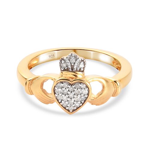 Diamond Claddagh Ring in Gold Plated Sterling Silver - M2521208 - TJC