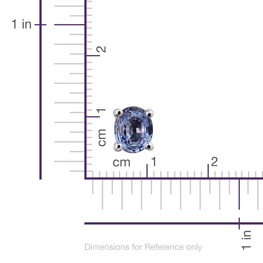 9K White Gold 1 Carat AA Ceylon Blue Sapphire Oval Solitaire Stud Earrings.