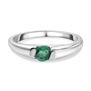 Ethiopian Emerald Solitaire Ring in Platinum Overlay Sterling Silver 0.25 Ct.