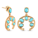 Arizona Sleeping Beauty Turquoise Dangling Earrings (with Push Back) in Yellow Gold Overlay Sterling Silver 2.63 Ct.