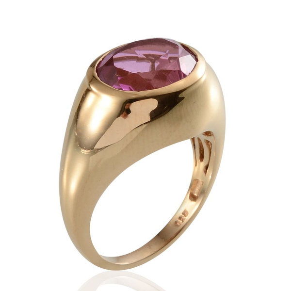Kunzite Colour Quartz (Ovl) Solitaire Ring in 14K Gold Overlay Sterling Silver 5.750 Ct.