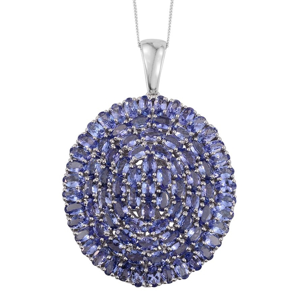 Tanzanite (Ovl) Cluster Pendant With Chain in Platinum Overlay Sterling Silver 18.250 Ct.