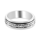 Artisan Crafted Platinum Overlay Sterling Silver Fleur De Lis Spinner Ring