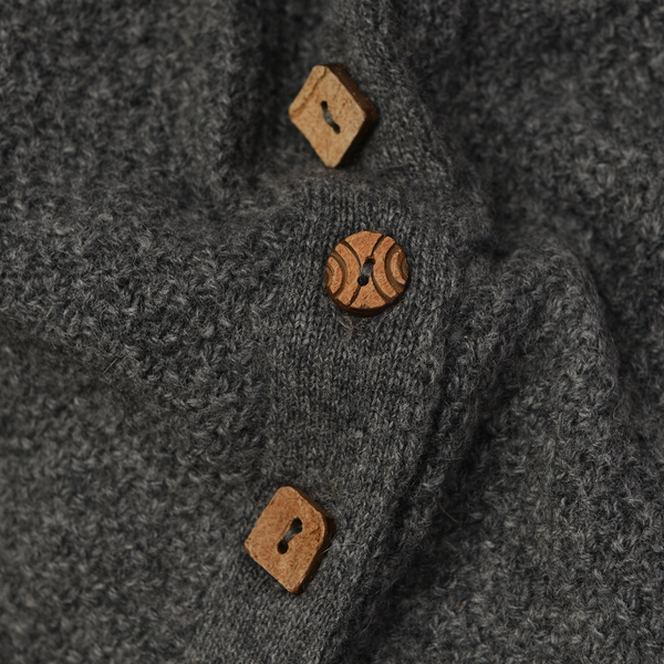 80% Wool Graphite Melange Colour Poncho (Size-24, 57x118cm)