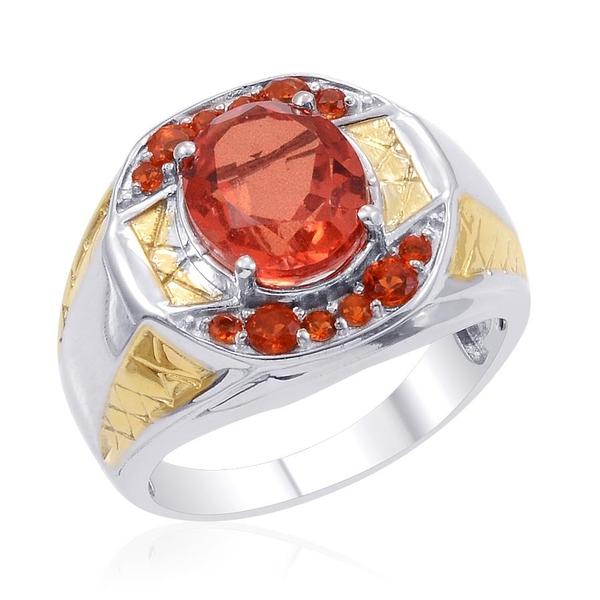 Designer Collection Sunfire Orange Doublet Quartz (Ovl 5.16 Ct), Jalisco Fire Opal Ring in 14K YG an
