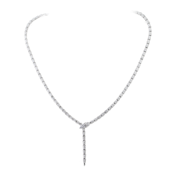 Lustro Stella Made with Finest CZ SERPENTINE Necklace in Platinum Plated Sterling Silver 30 Gra
