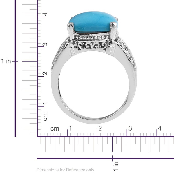 Arizona Sleeping Beauty Turquoise (Cush) Solitaire Ring in Platinum Overlay Sterling Silver 6.250 Ct.