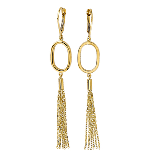 Italian Made- 9K Yellow Gold Tessle Earrings With Lever Back 2.32 Grams