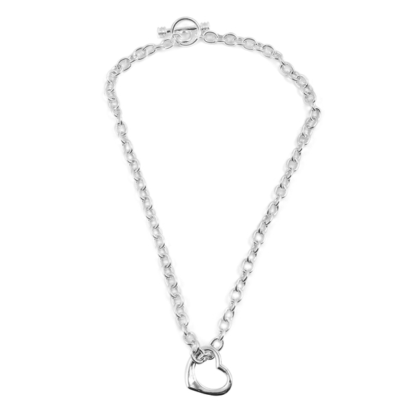 Heart Charm Necklace (Size 18) in Silver Bond