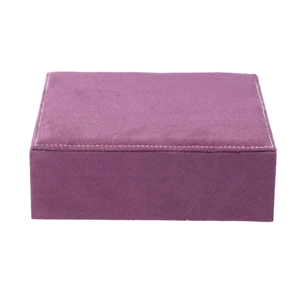 Portable Velvet Jewellery Box with Lock (Size 20x20x7Cm) - Purple