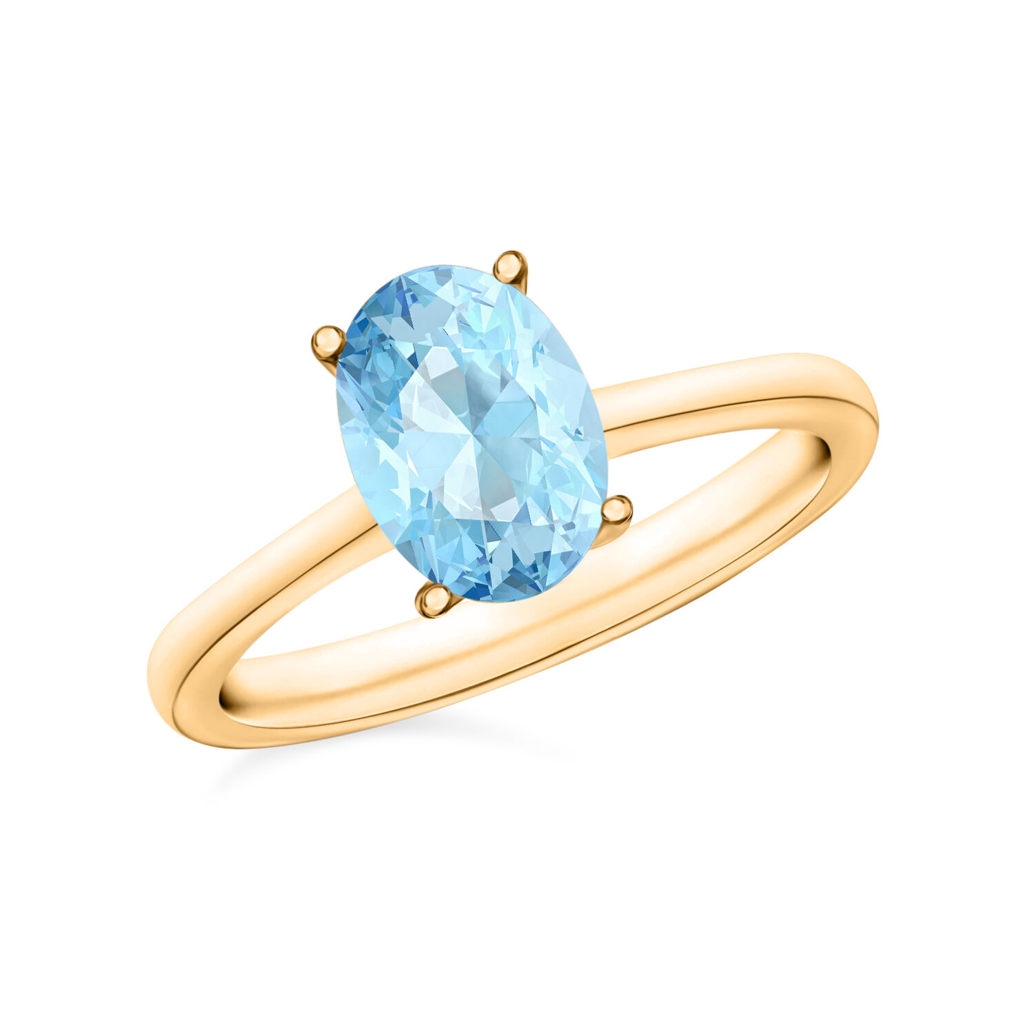14K Yellow Gold  AA  Aquamarine Ring 1.30 ct,  Gold Wt. 4 Gms  1.300  Ct.