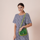 Genuine Leather Womens Snake Print Crossbody Bag with Shouler Strap (Size 19x7x14 Cm) - Green