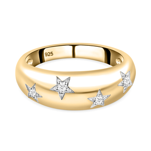 Diamond Star Dome Ring in 14K Gold Overlay Sterling Silver
