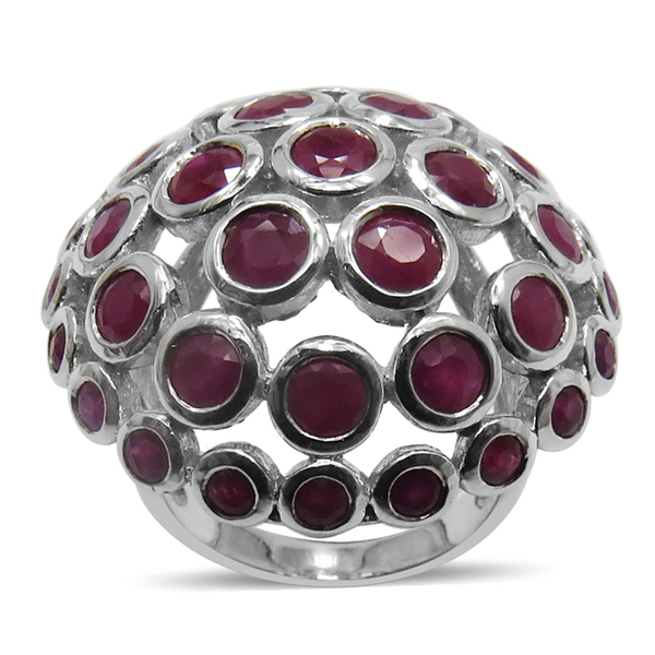 Ruby (Rnd) Ring in Rhodium Plated Sterling Silver 7.010 Ct.