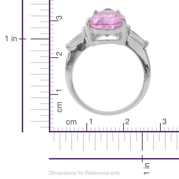 ELANZA AAA Simulated Kunzite (Pear), Simulated White Diamond Ring in Rhodium Plated Sterling Silver