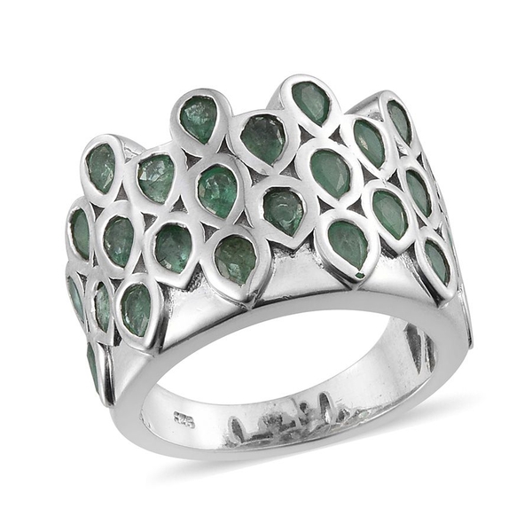 Kagem Zambian Emerald (Pear) Ring in Platinum Overlay Sterling Silver 3.500 Ct.