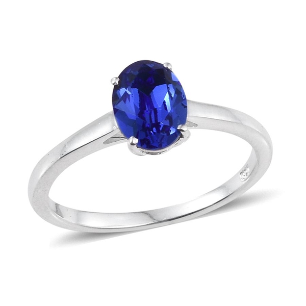 - Sapphire Colour Crystal (Ovl) Solitaire Ring and Pendant in Sterling Silver