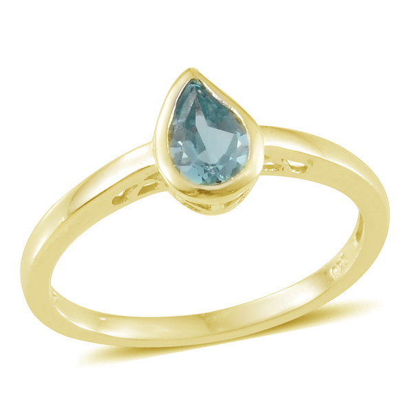 Set of 3 - Paraibe Apatite (Ovl,Rnd,Pear) Solitaire Ring in Yellow Gold Overlay Sterling Silver 1.750 Ct.